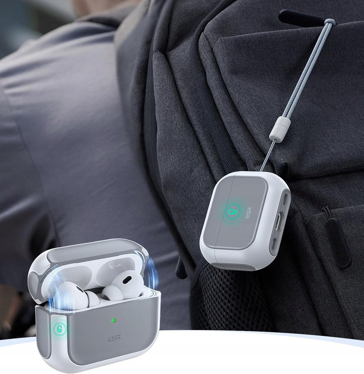 Mbrojtëse ESR Orbit Hybrid HaloLock për Apple AirPods Pro 3, me MagSafe, e bardhë