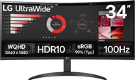 Monitor LG UltraWide, 34", 3440x1440 WQHD, i lakuar, i zi