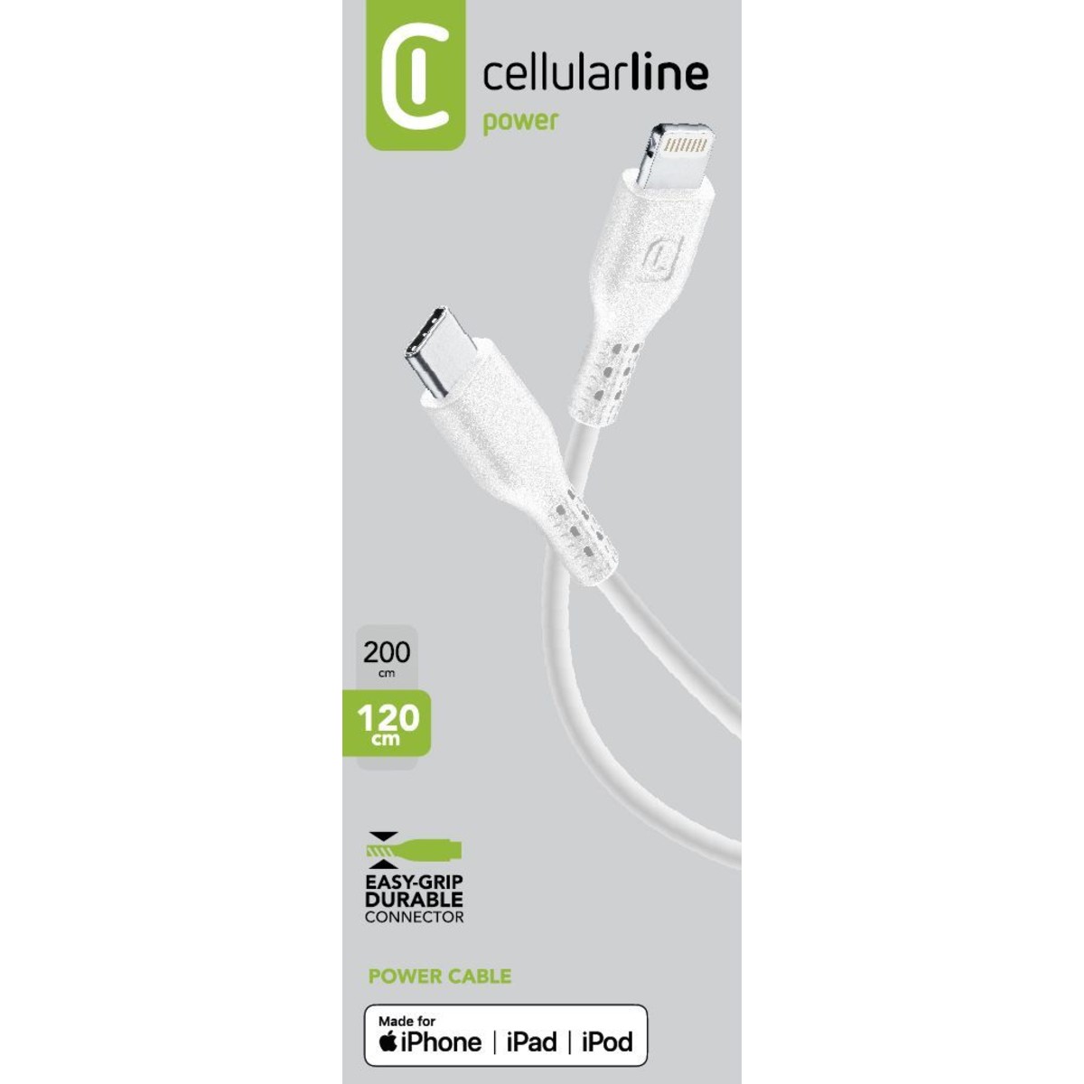 CELLULARLINE USB CABLE USB-C TO USB-C 2M WHITE