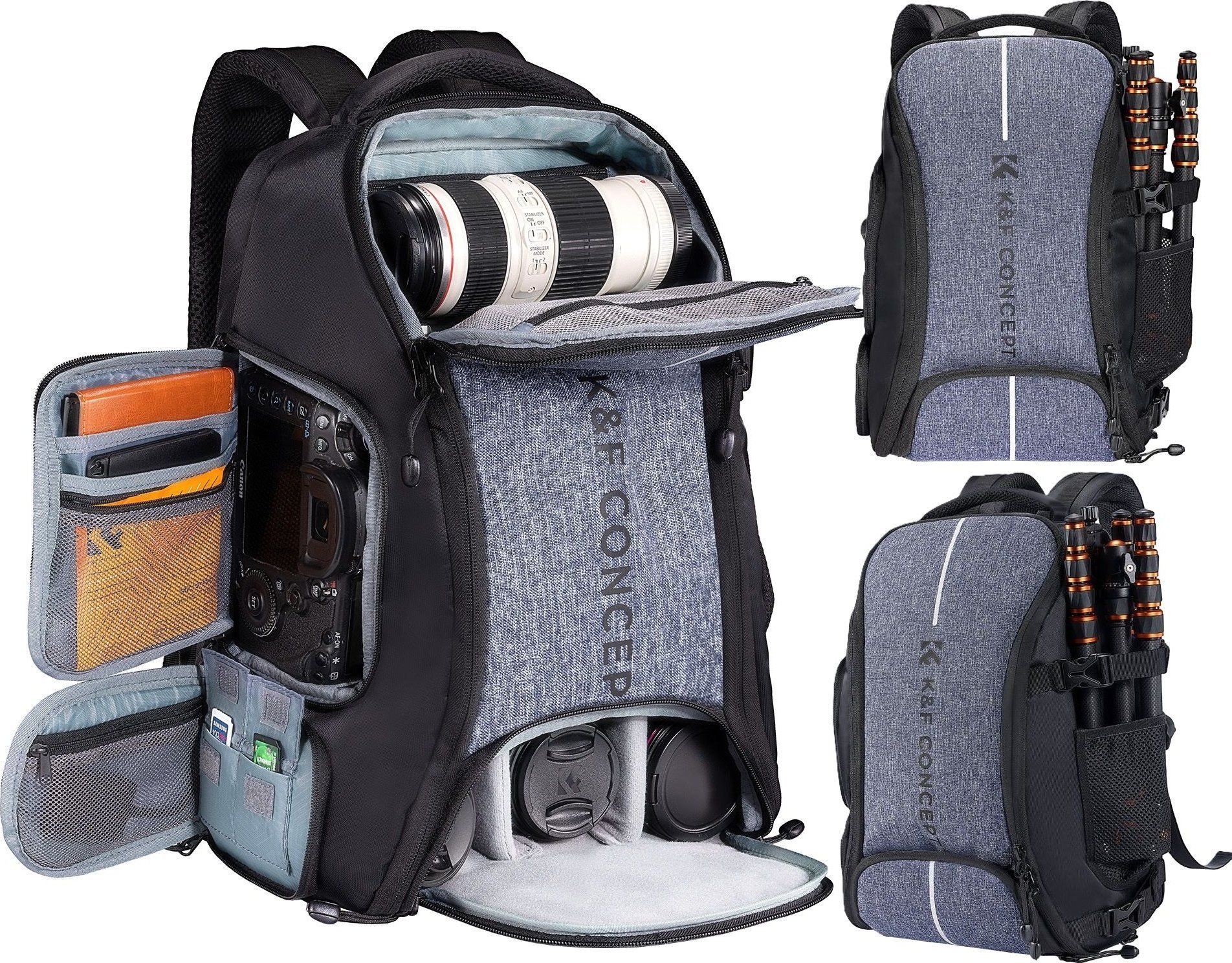 Çantë shpine fotografike K&amp;F Concept, DSLR SLR, 25L, për laptop 15.6", e zezë
