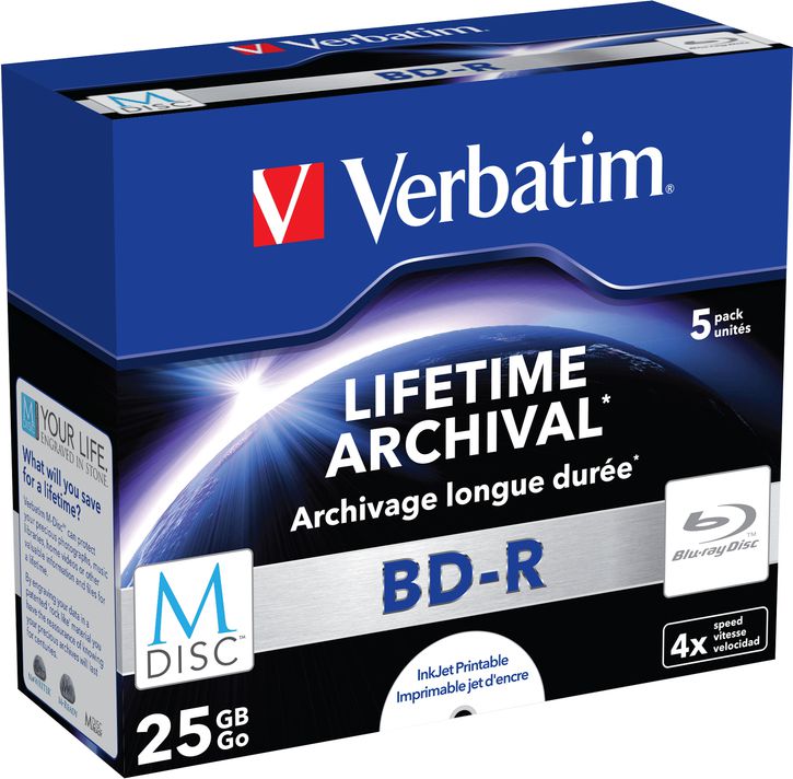 Disk Verbatim BD-R M-Disc, 25GB, 5 copë