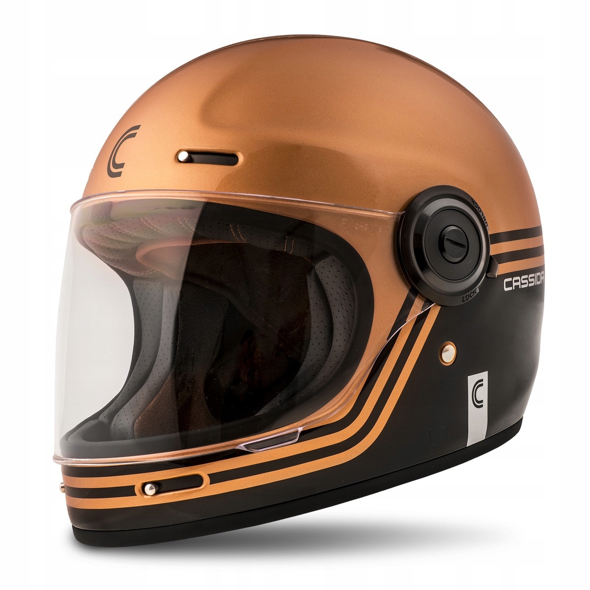 Kaska moto Cassida Fibre Super Hooligan, integrale, fibër xhami, e zezë kafe