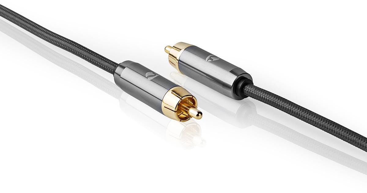 Kabllo subwoofer Nedis Profigold Fabritallic, RCA në RCA, 5m, antracit
