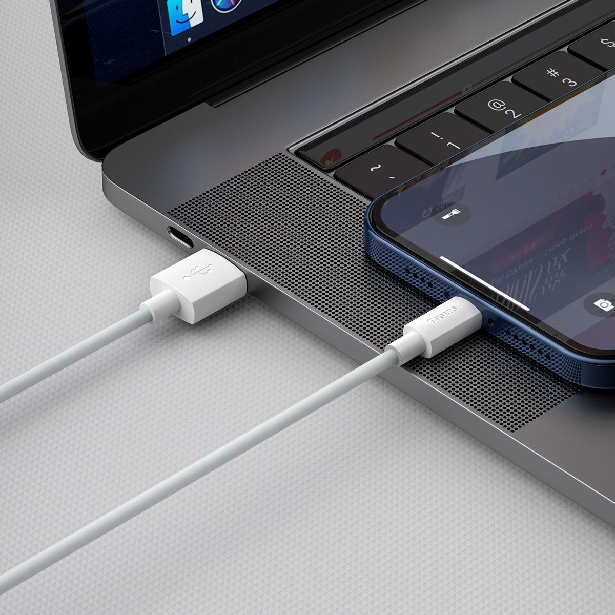 Kabllo USB Baseus Lightning, 2x USB A, 1.5 m, e bardhë