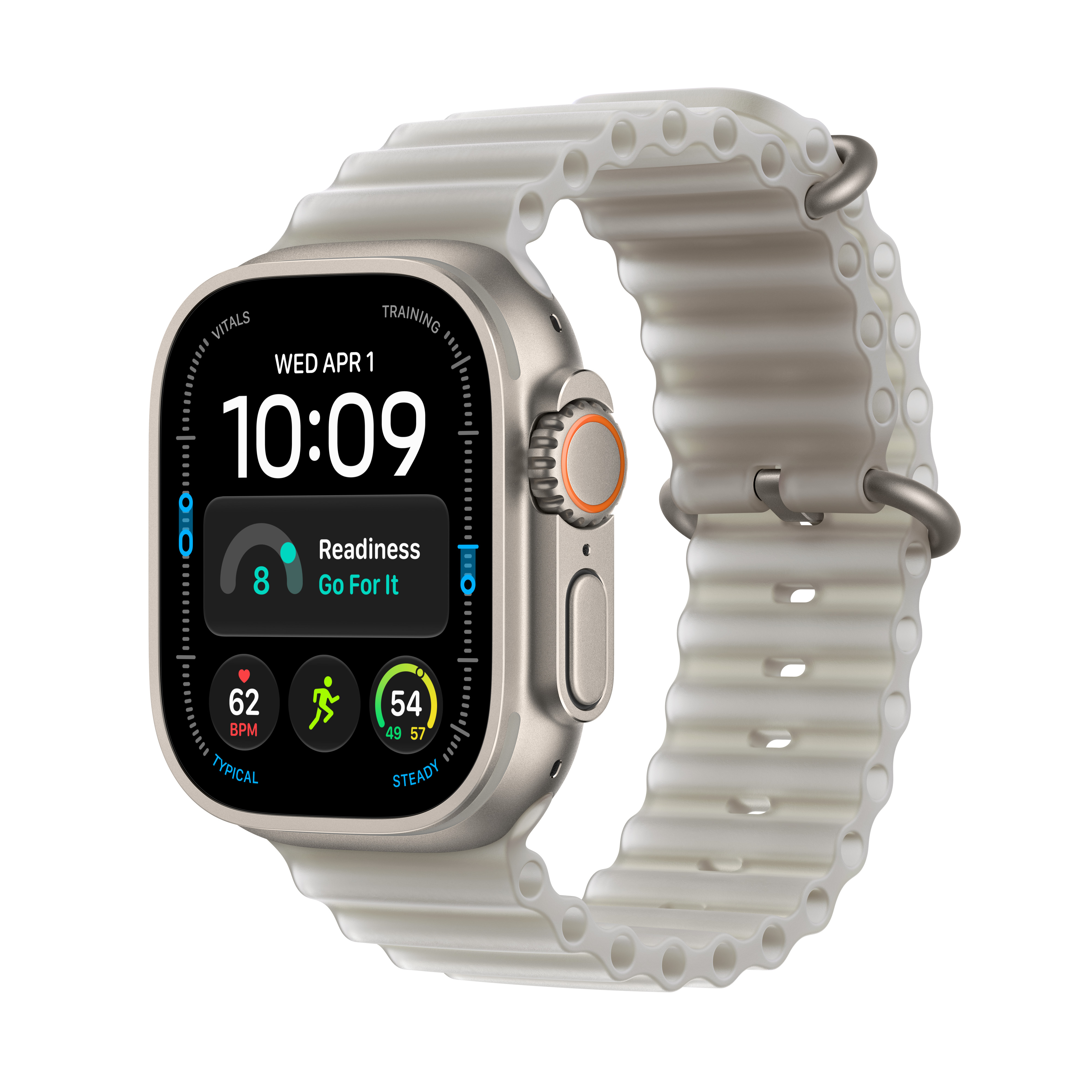 Apple Watch Ultra 4 Cellular 49mm Natural Titanium Case with Translucent Grey Ocean Band