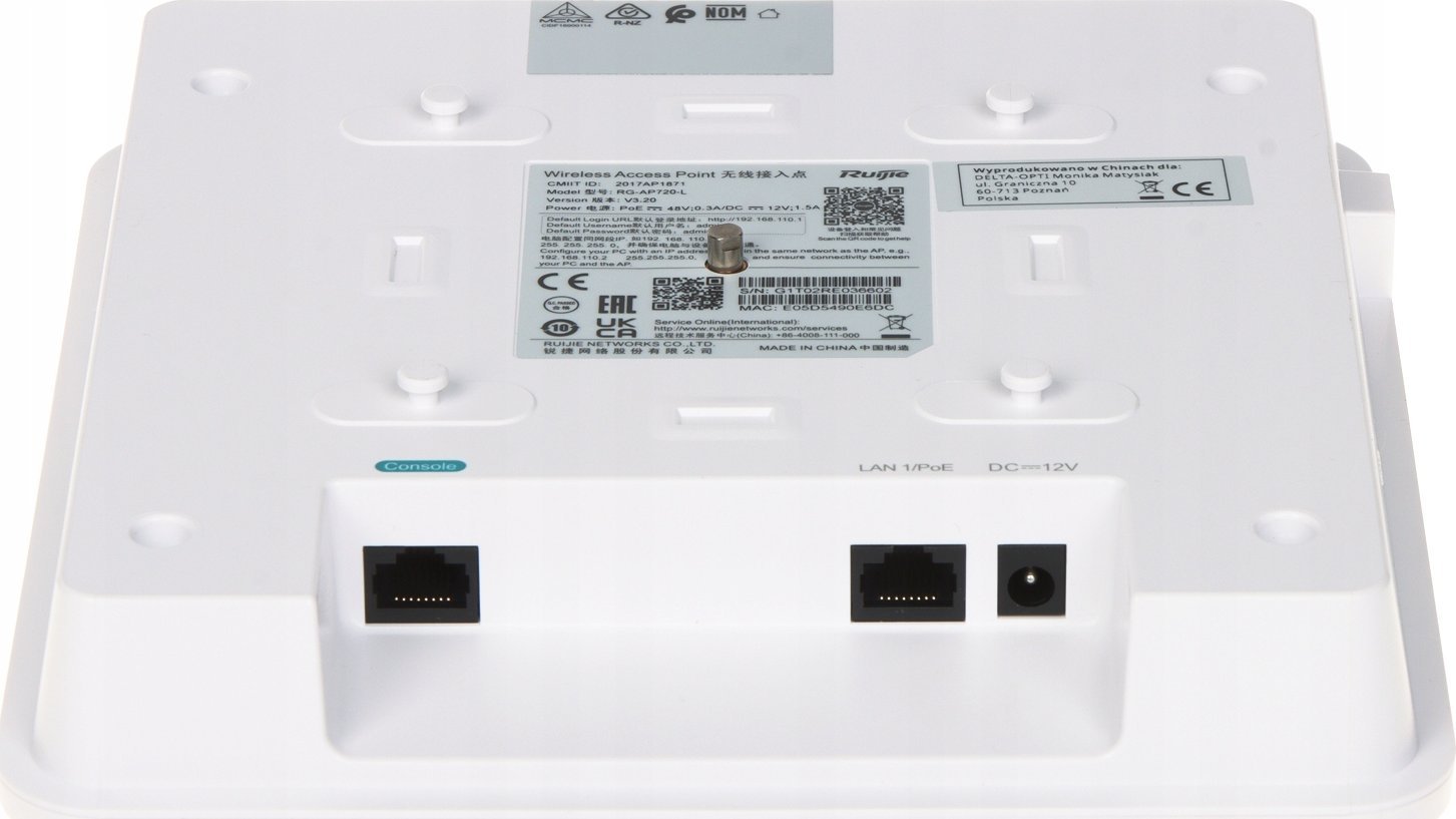 Access Point Ruijie RG-AP720-L, Wi-Fi 5, 300Mb/s 2.4GHz, 867Mb/s 5GHz, i bardhë