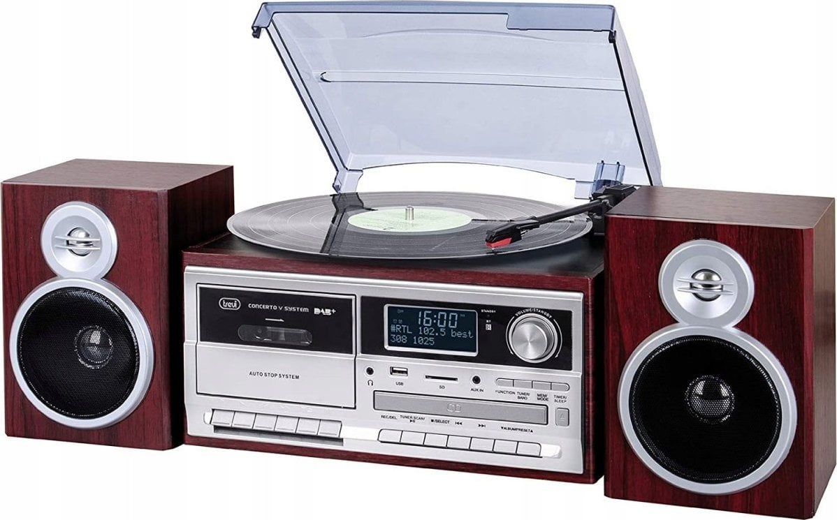 Gramafon Trevi TT1072 Retro, USB SD MP3, Bluetooth, kafe