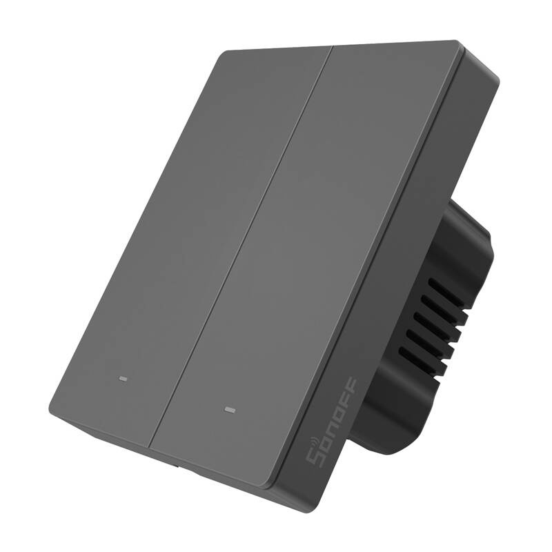 Çelës inteligjent muri Sonoff M5-2C-80, 2 kanale, WiFi, gri e errët