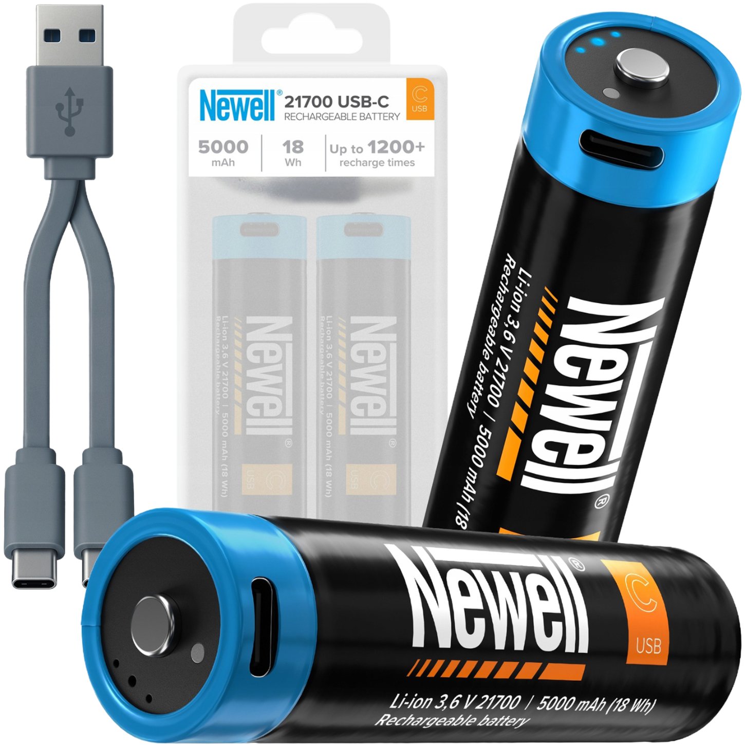 Bateri të rikarikueshme Newell 21700 USB-C, 5000 mAh, set 2 copë