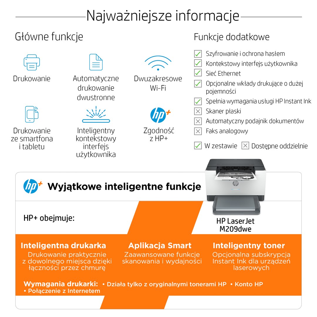 Printer lazer HP LaserJet M209dwe, AirPrint, Wi-Fi, i bardhë 