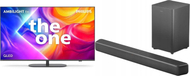 Set televizor dhe soundbar Philips 43PUS9010, 43" QLED 4K, Titan OS Ambilight, soundbar TAB5309 me subwoofer wireless, i zi