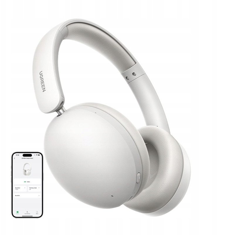 Kufje wireless UGREEN HiTune Max2, Over Ear, ANC, 80 orë dëgjim, të bardha