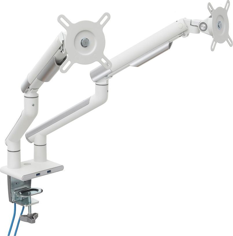 Mbajtës tavoline për dy monitorë Art RAMM L-20GD, 17"-32", sustë gazi, i zi