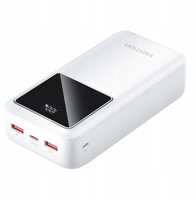 Надворешна батерија Vention, 30000mAh, 22.5W, бела