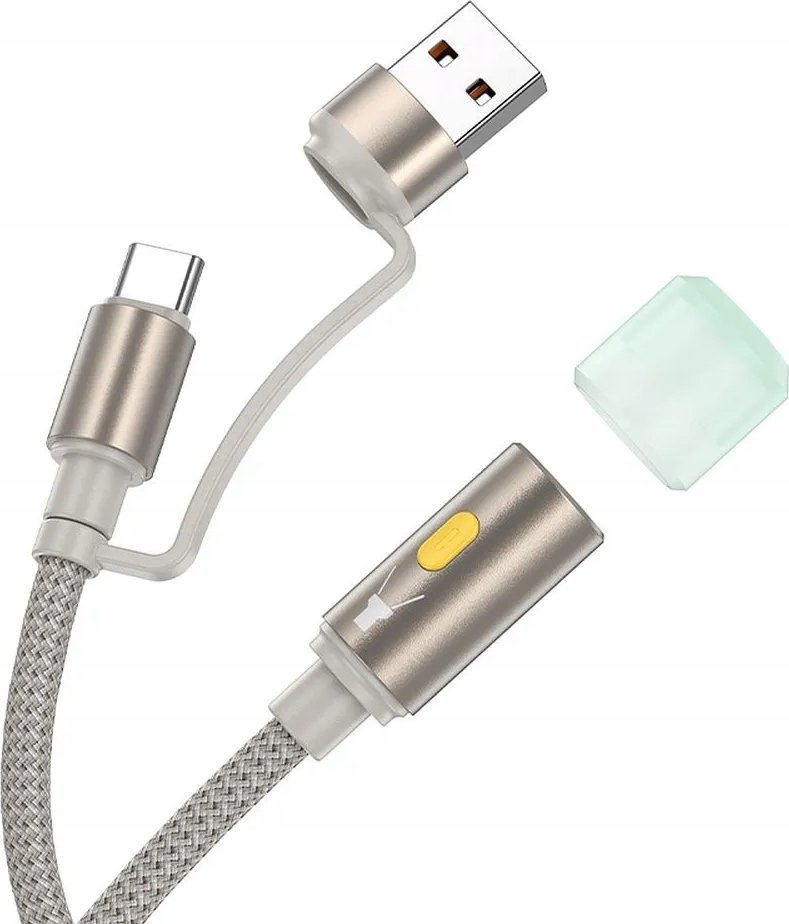 Kabllo Hoco UA38C USB A në USB C, 30cm, me dritë LED, ngjyrë ari