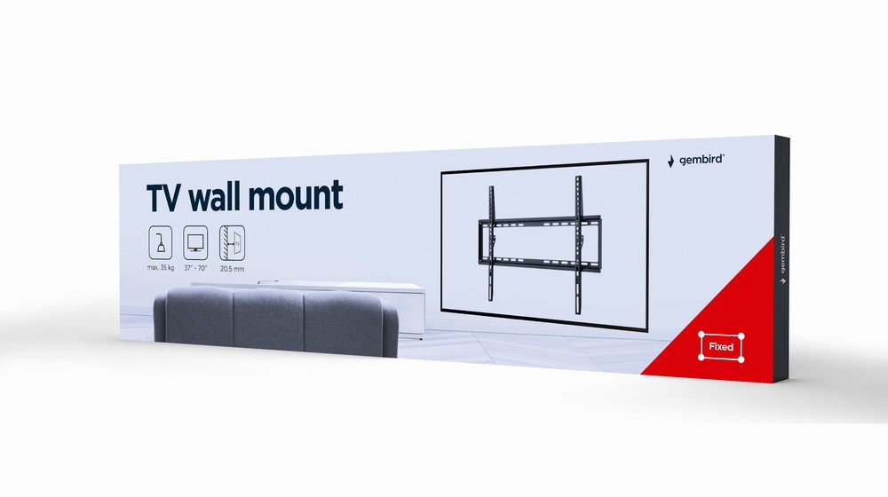 Mbajtëse muri për TV Gembird WM-70F-03, 37"-70", 35 kg, e zezë
