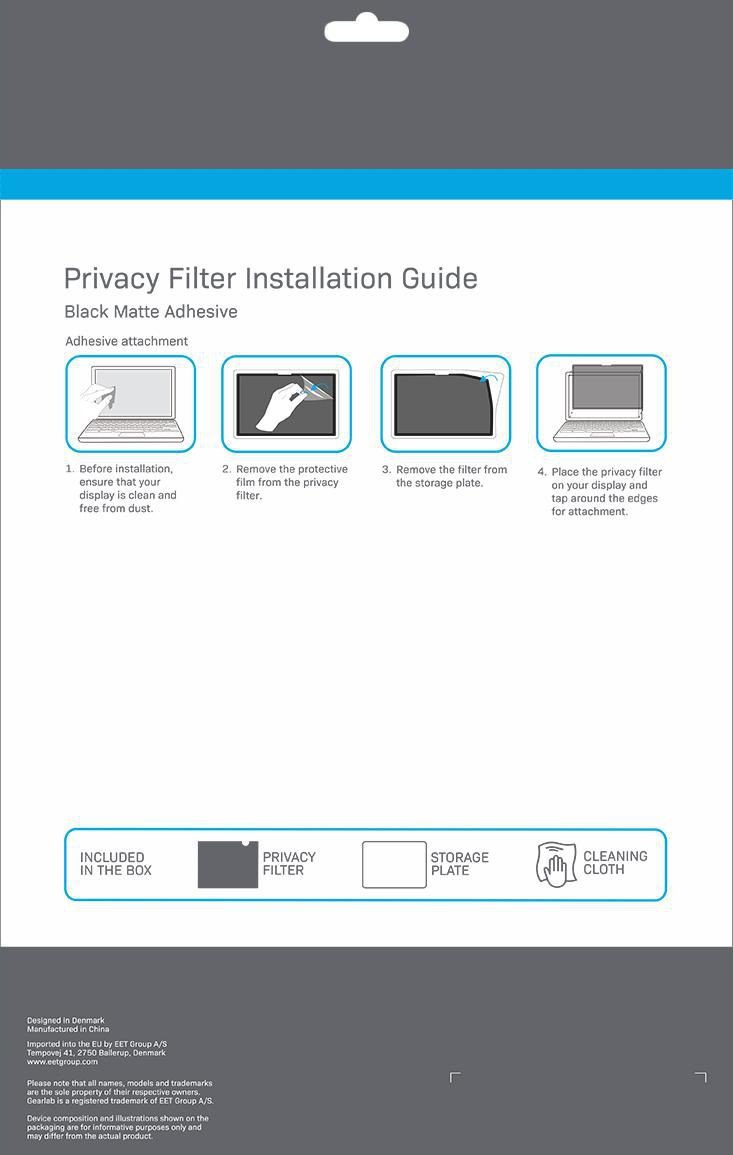 Filtri i privatësisë për ekran ESTUFF GLBW15336234, 15", për laptop, i zi