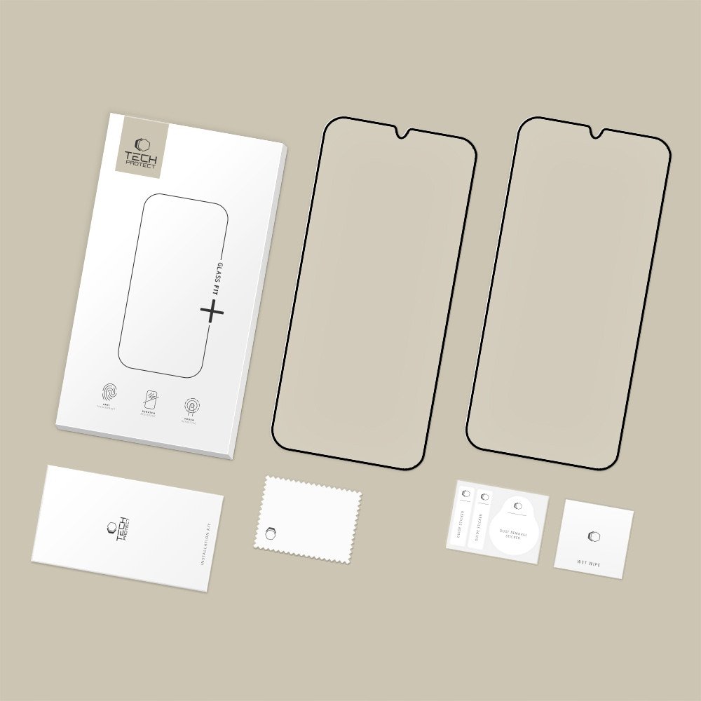 Xham mbrojtës Tech-Protect Glass Fit Plus për Xiaomi Poco M7, 2 copë, i zi