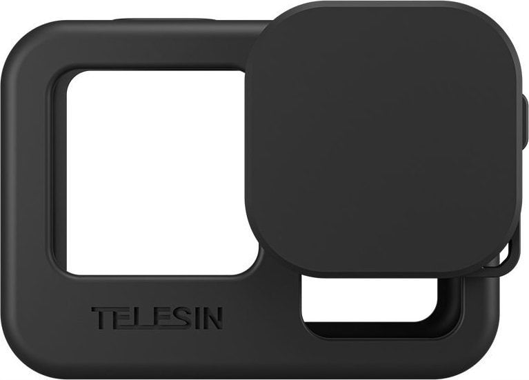 Силиконска навлака TELESIN за ГоуПро Херо 9 10 11 12 13, со капаче за леќа, со каиш за рака и врат, црна
