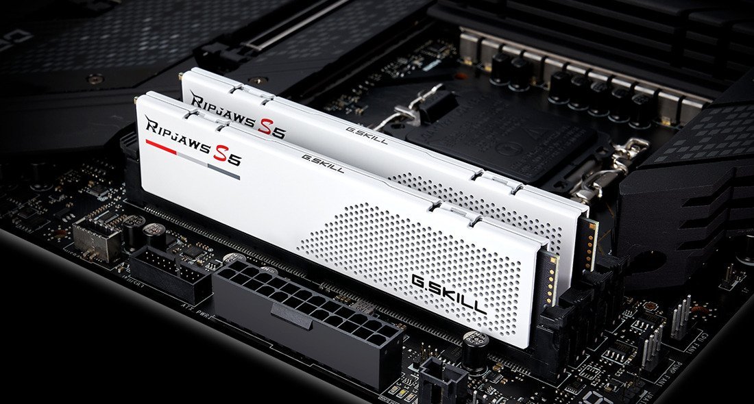 RAM G.Skill Ripjaws S5 F5-6000J2836G16GX2-RS5W, DDR5 32GB 2x16GB, 6000MHz, e bardhë