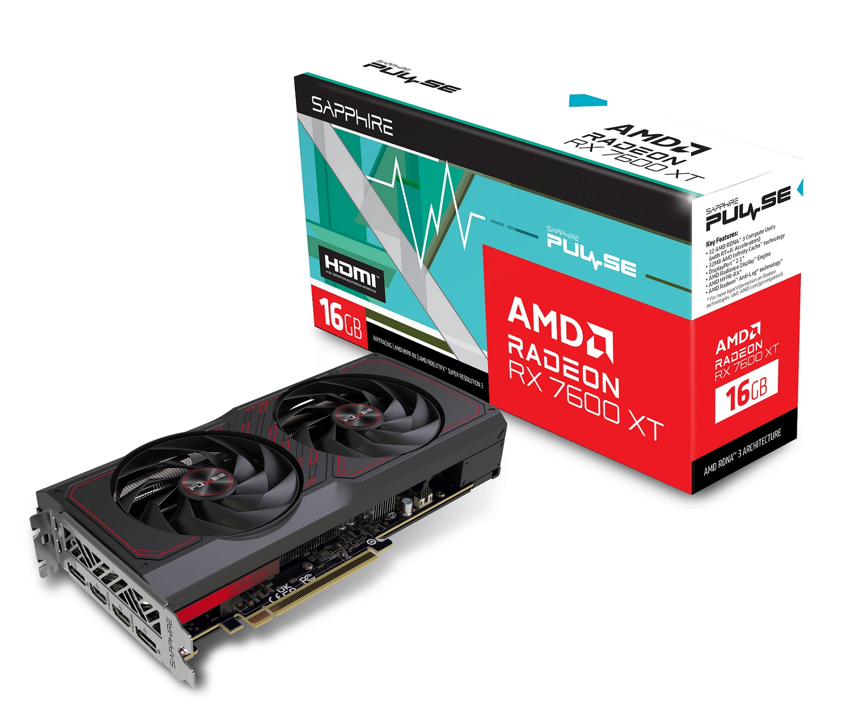 Kartelë grafike Sapphire PULSE AMD Radeon RX 7600 XT, 16GB, GDDR6