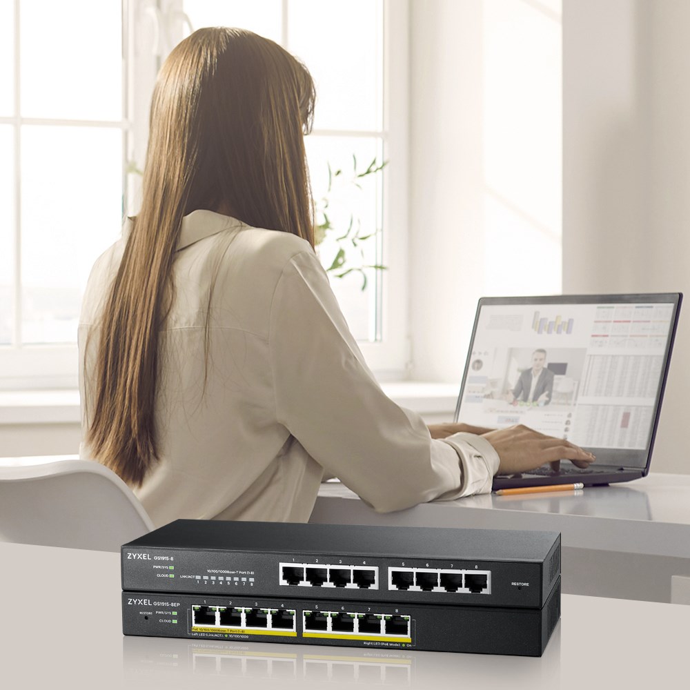Switch i menaxhuar Zyxel GS1915-8EP, 8 porta Gigabit, PoE, gri