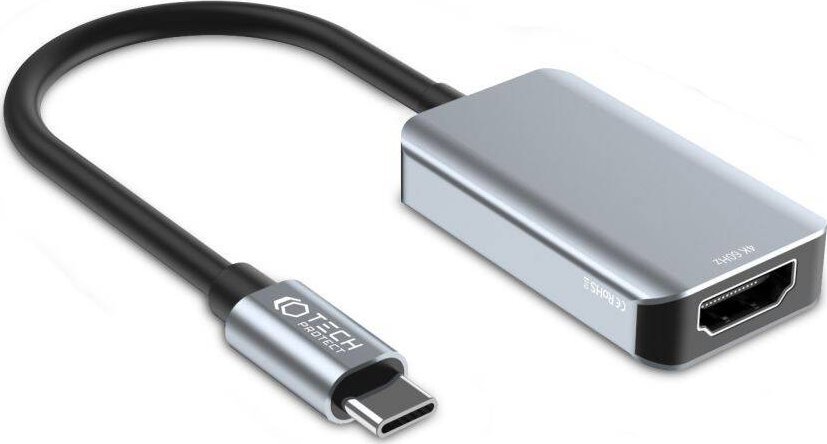 Адаптер кабел USB C во HDMI Tech Protect UltraBoost, 4K 60Hz, алуминиум, сив