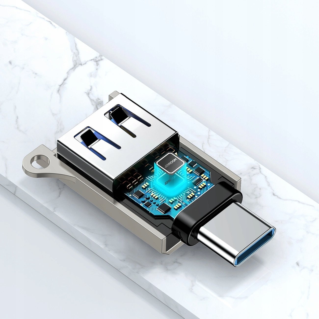 Adapter USB Joyroom S-H151, USB C mashkull në USB A femër, OTG, argjendtë