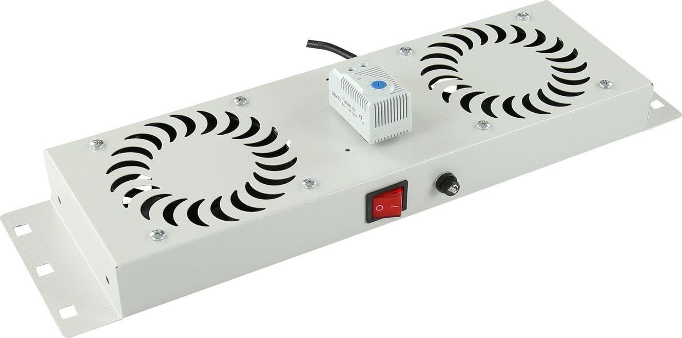 Ventilator rack Lanview RAF115WH-UK, 2 ventilatorë, termostat analog, gri