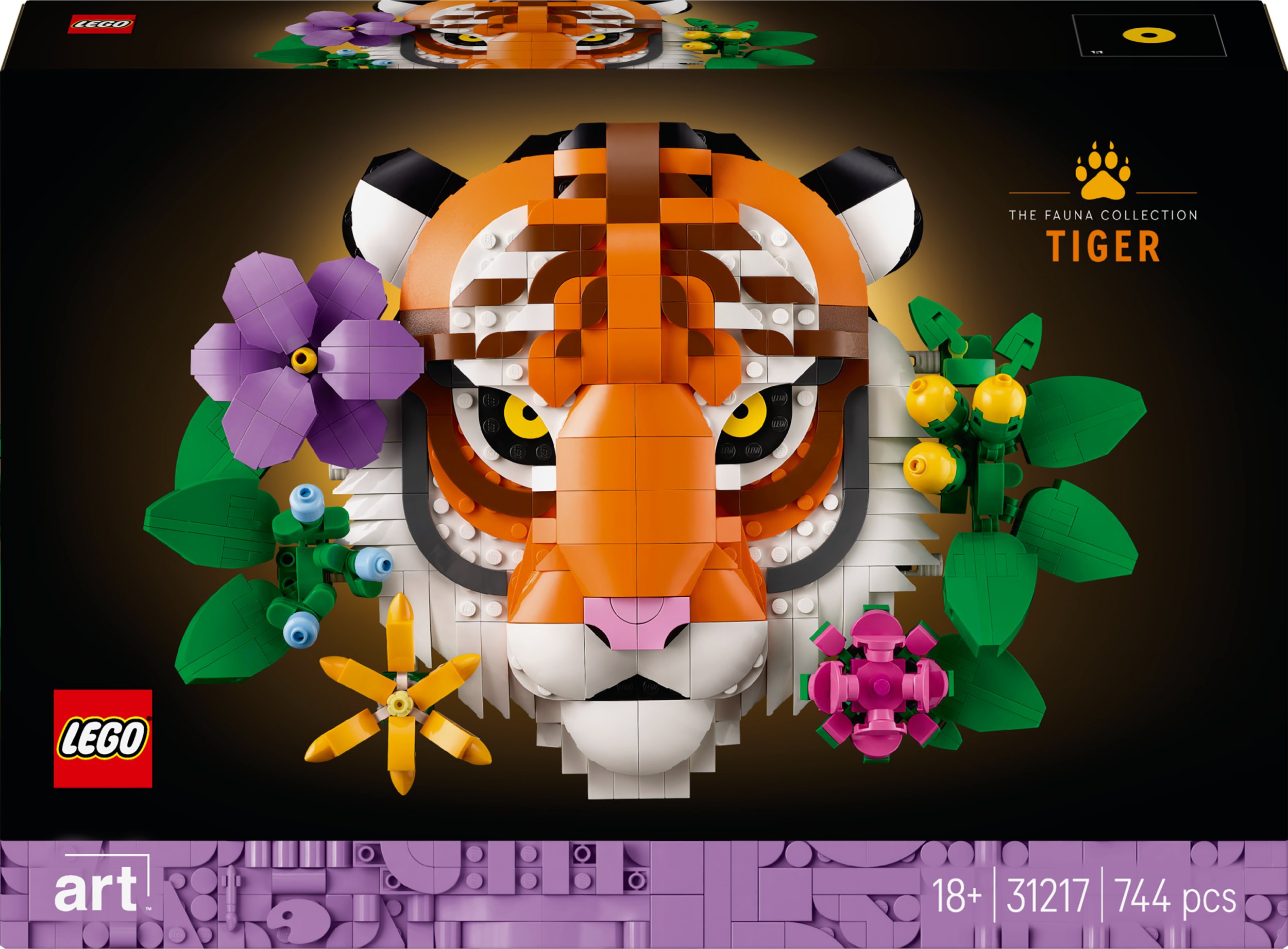 Set LEGO Art The Fauna Collection Tiger, dekor muri, për të rritur, shumëngjyrësh