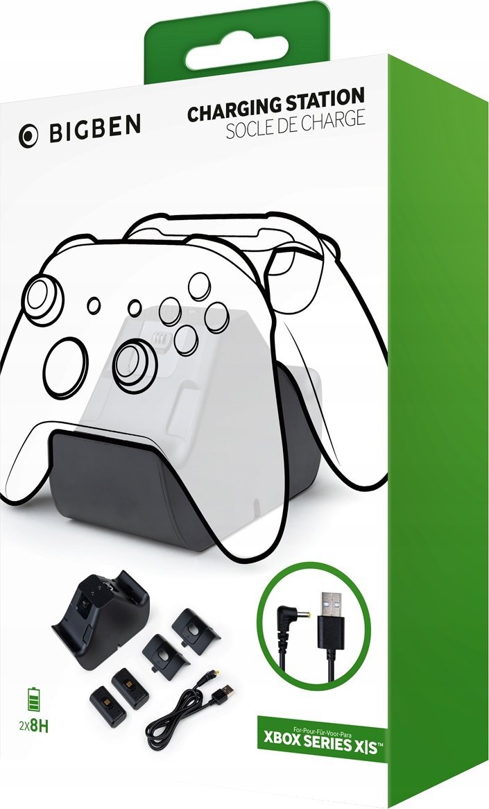 Karikues pa tela për kontrollor Xbox Nacon Wireless, me bazë karikimi, i zi