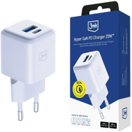 Karikues muri 3MK Hyper GaN Charger 20W, USB A USB C, i bardhë