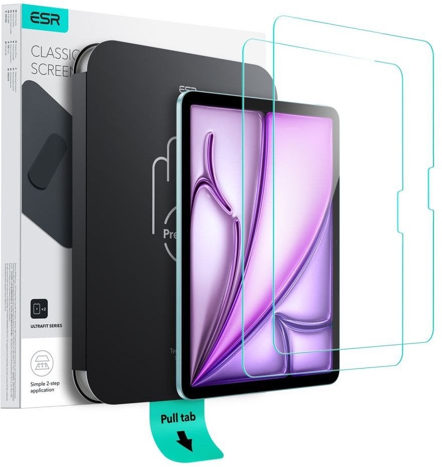 Xham mbrojtës ESR UltraFit për iPad Air 11" gjenerata 6 7, 2 copë, xham i fortë transparent