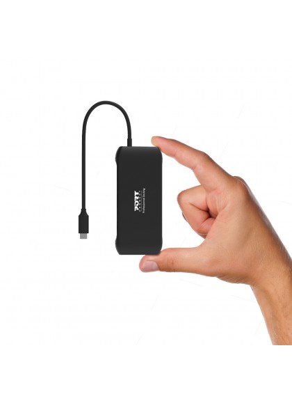 USB Hub USB-C Portdesign, 4K, 100W, 7 pajisje, e zezë