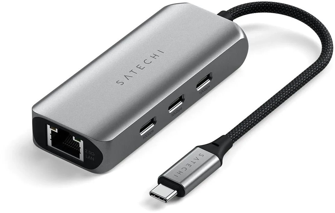 Hub USB C Satechi 4 in 1, 2.5GbE, 3x USB, gri