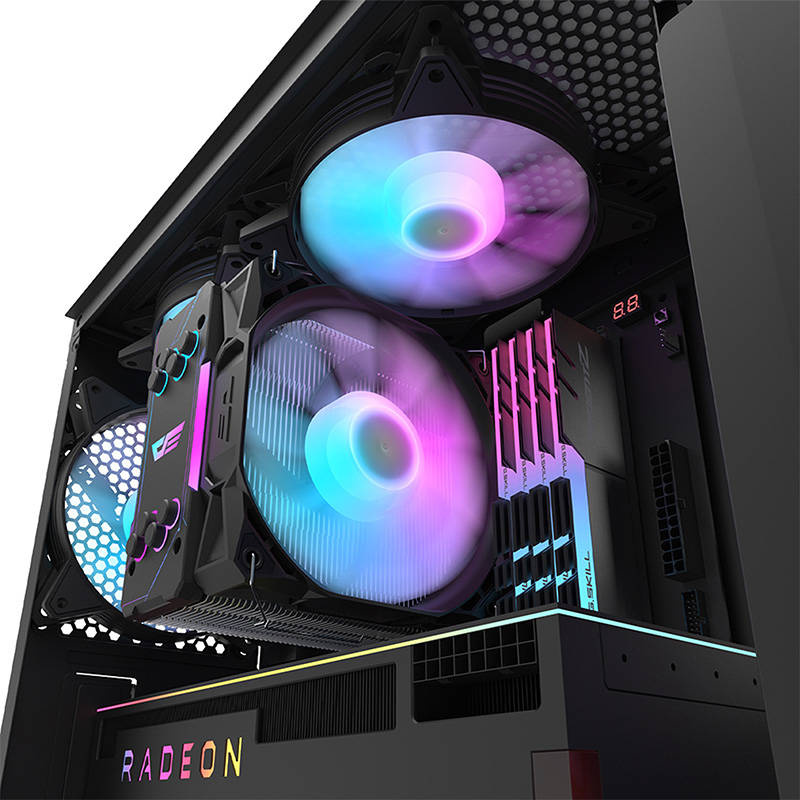 Kutia kompjuterike Darkflash DK352 Plus, Middle Tower, 4 ventilatorë RGB, e zezë