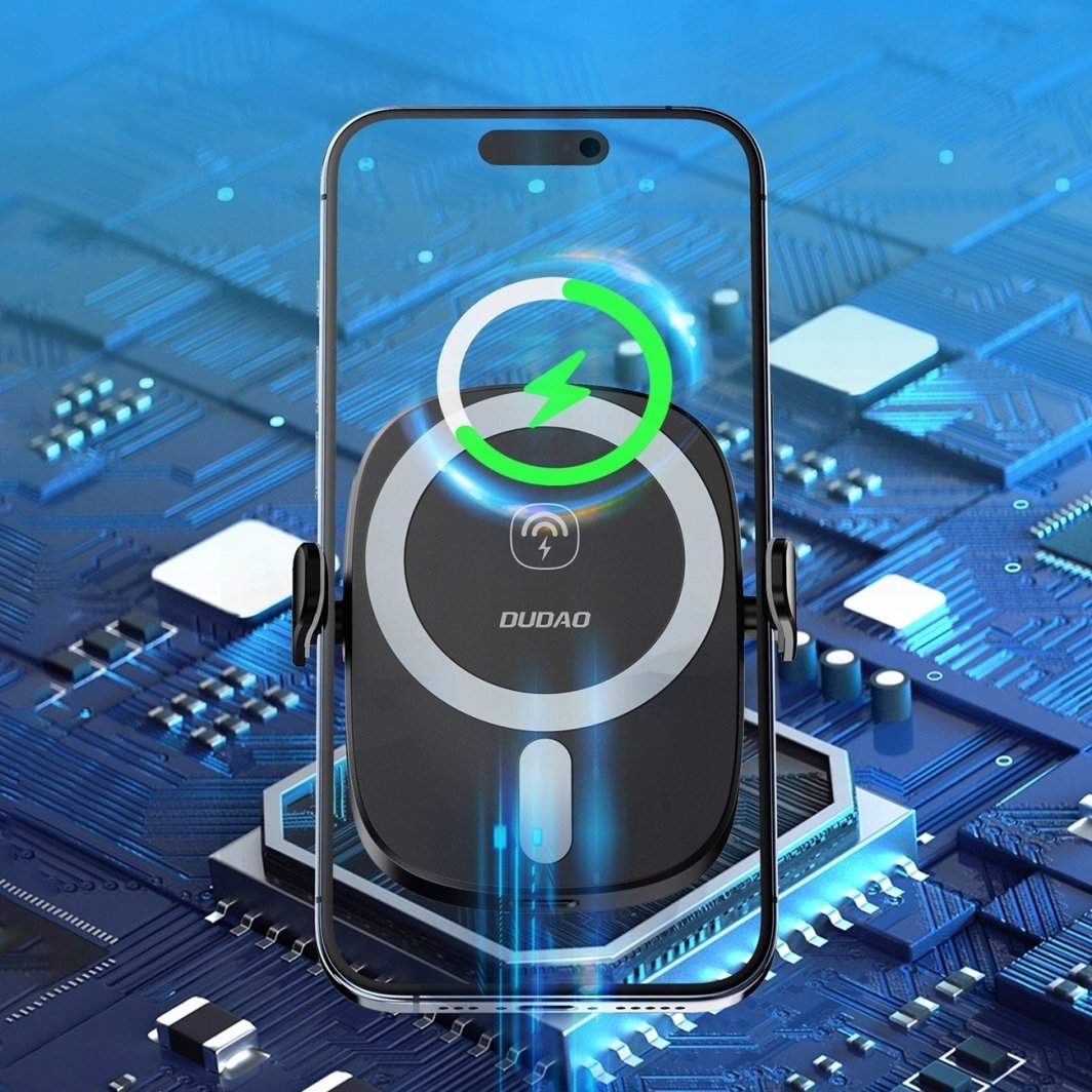Mbajtës telefoni për makinë Dudao FW11, karikues me valë 15W, i zi