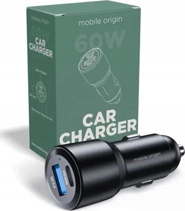 Karikues makine Mobile Origin Car Charger, 60W, USB C dhe USB A, i zi