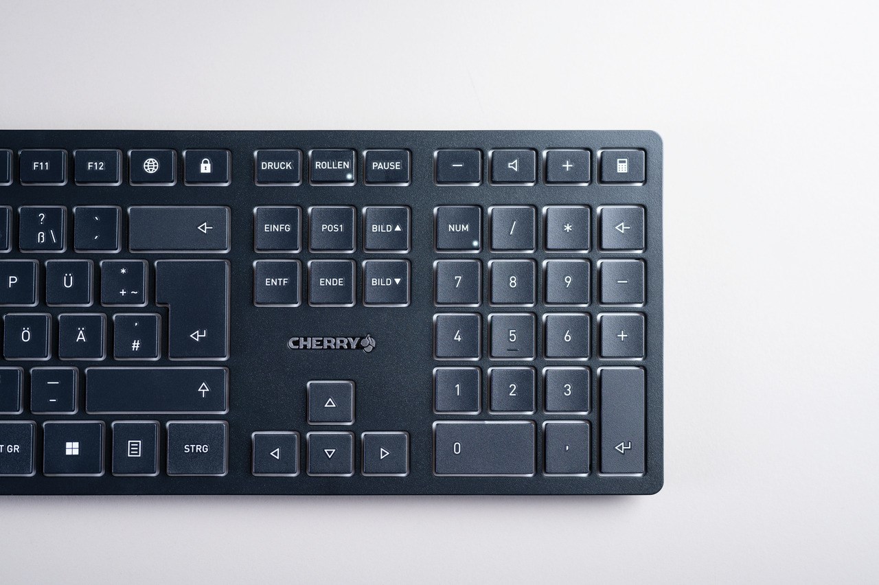 Tastierë CHERRY KW 9100 SLIM, Pa kabllo, QWERTZ, e zezë/e argjendtë