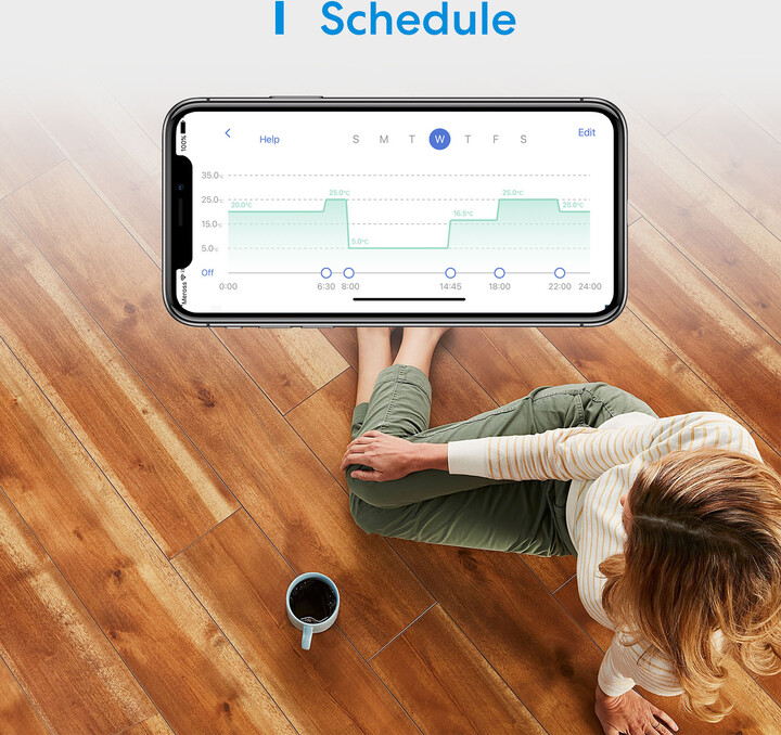 Termostat për ngrohje elektrike në dysheme Meross Smart Wi-FI 