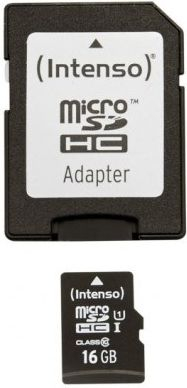 Kartë memorje Intenso Premium microSDHC, 16GB, Class 10 UHS-I U1, me adapter