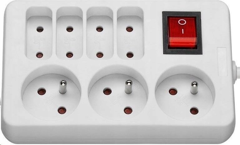 Zgjatës elektrik PremiumCord PremiumCord, 7 priza Type E, 1.5m, me çelës, i bardhë