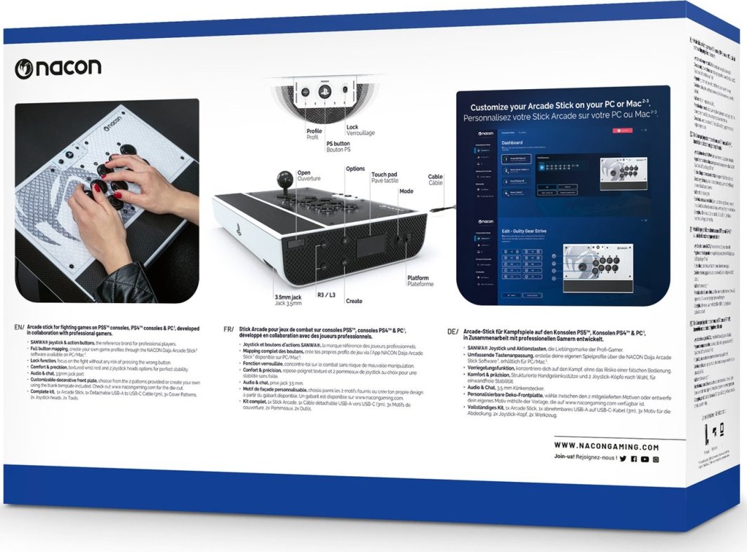 Kontroller Nacon PS5 ARCADE, me kabllo