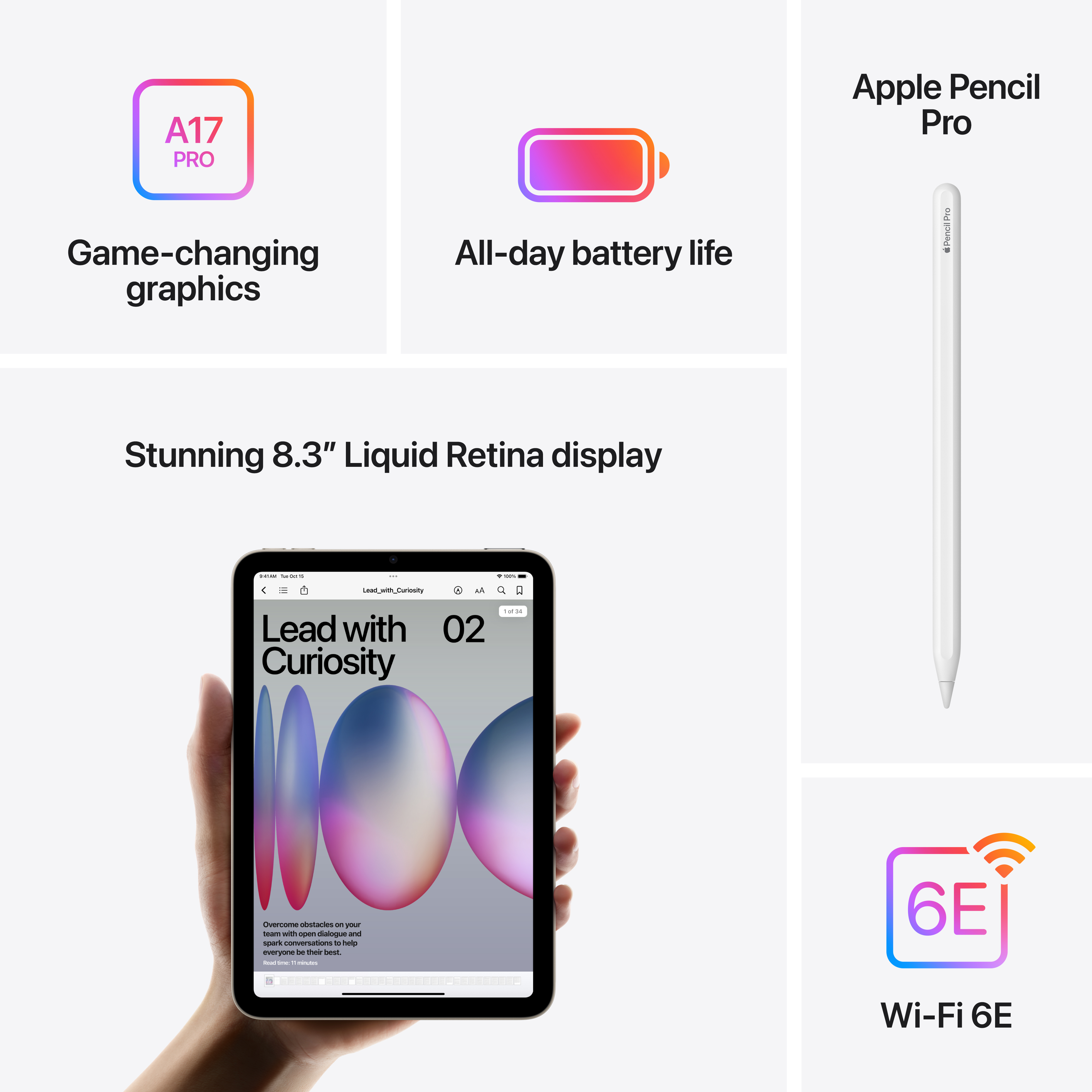 Apple iPad Mini (A17 Pro), Wi-Fi, 256GB, Purple