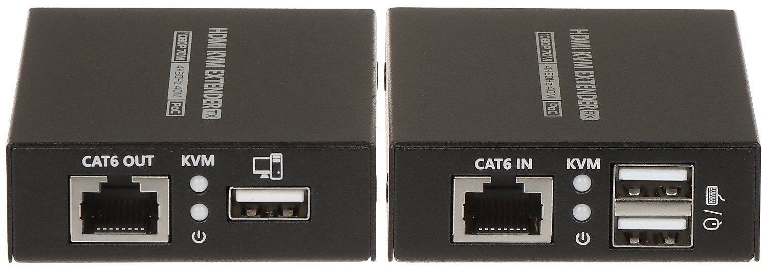 HDMI екстендер USB-EX-70-4K-PRO, 4K UHD, KVM, црн