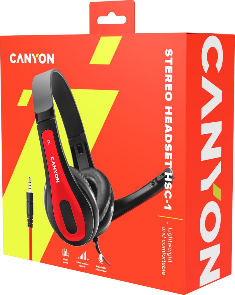Kufje gaming Canyon HSC-1 CNS-CHSC1BR, 3.5mm, me mikrofon, të kuqe