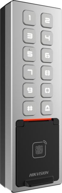 Kod kyç sigurie Hikvision DS-K1T805MBFWX, lexues shenje gishtash, IP65, gri metalike