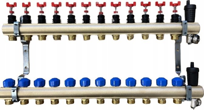 Kolektor ngrohjeje Krpal KRPTp-12, 1", 12 dalje G3/4", me matës rrjedhjeje