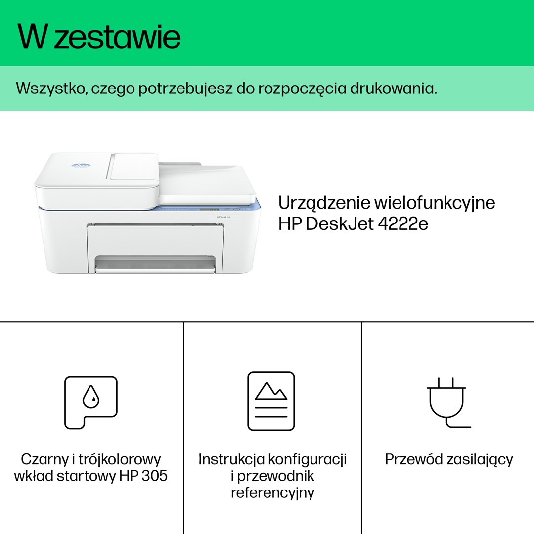 Printer multifunksional HP DeskJet 4222e, A4, 1200x1200 DPI, i bardhë