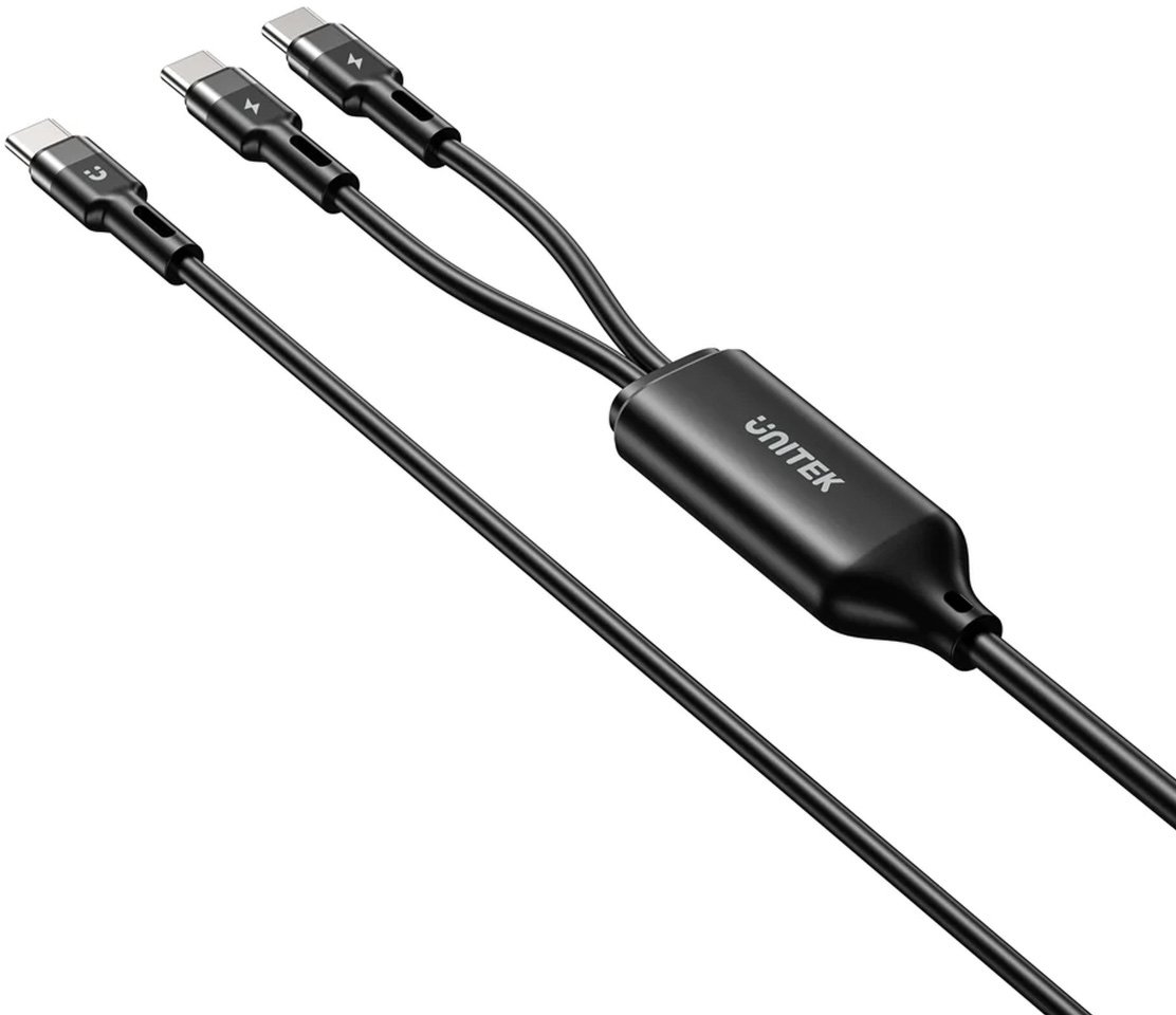 Kabllo USB C Unitek 2in1 PD 100W, silikon, 1.8m, e zezë